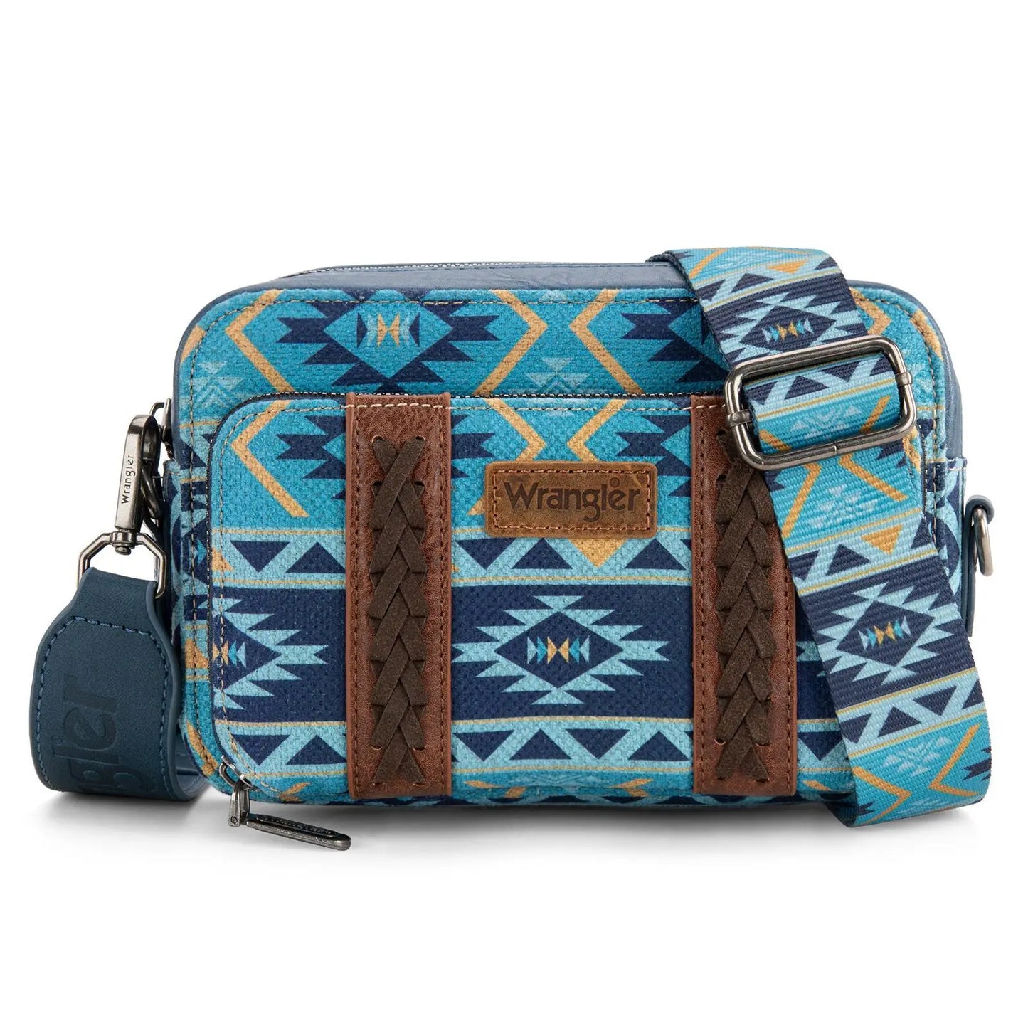 Wrangler Crossbody Bag for Women Boho Aztec Small Multi Pocket Crossover Purse