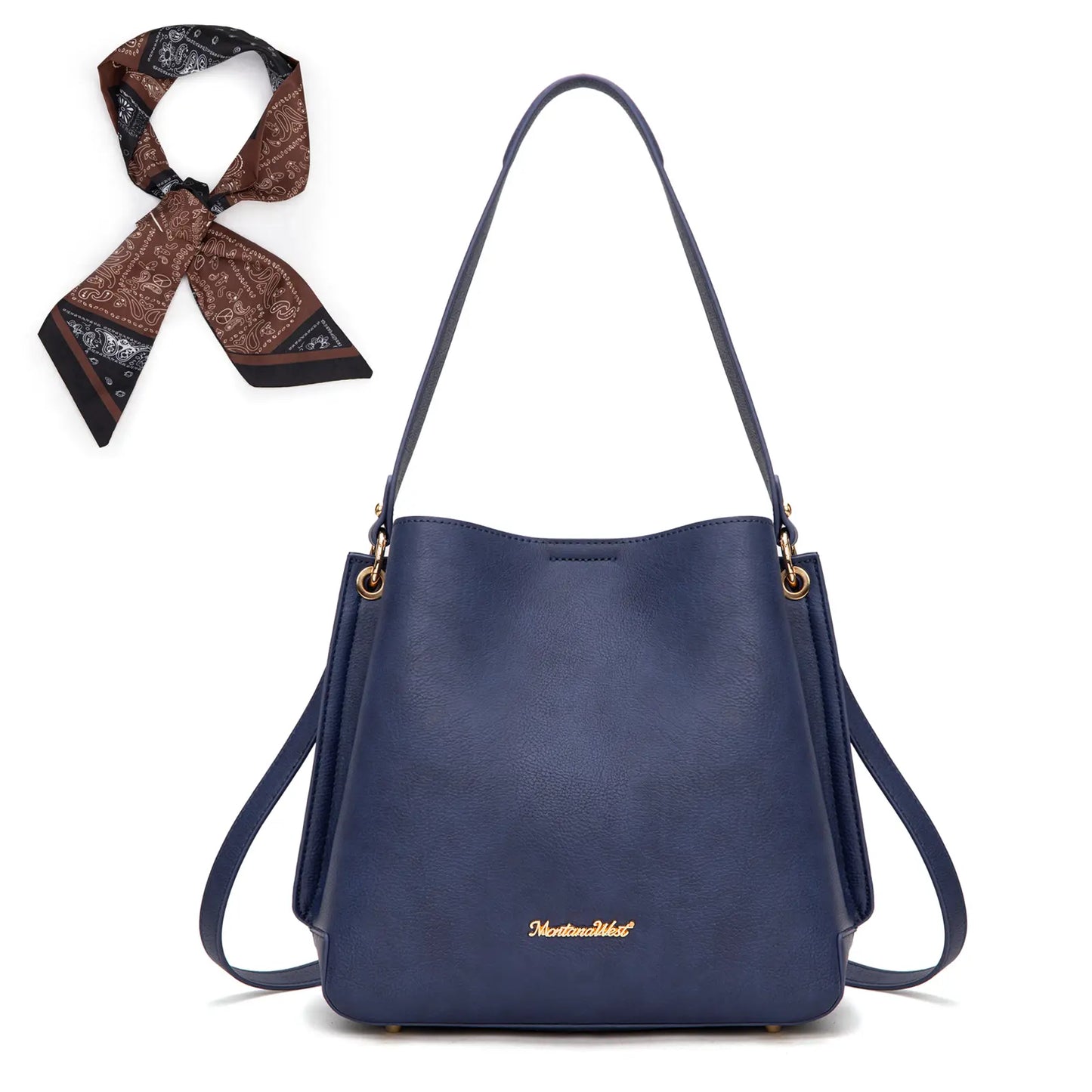 Montana West Medium Hobo Purse for Women 3 Compartment Bucket Shoulder Bag with Crossbody Strap