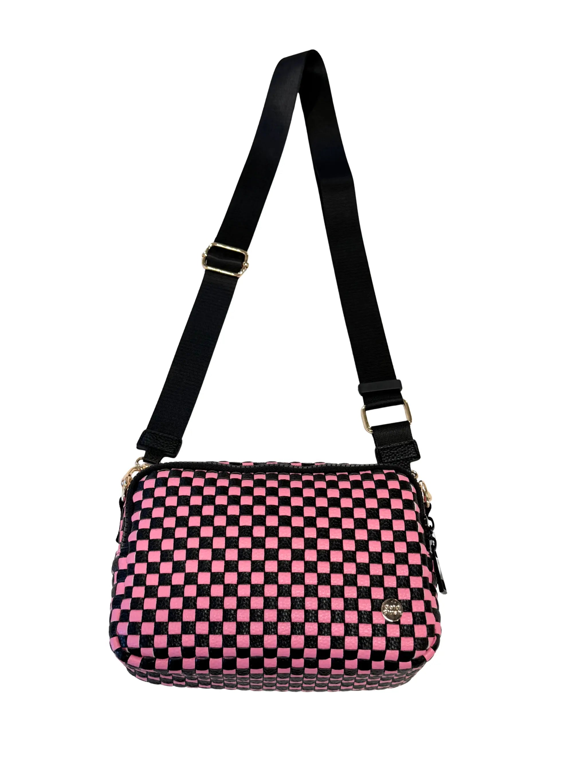 Gold Blush Iconic Woven Bestie Bag- Full RFID Protection + Luxe Vegan Leather 60" Adjustable Strap spacious design