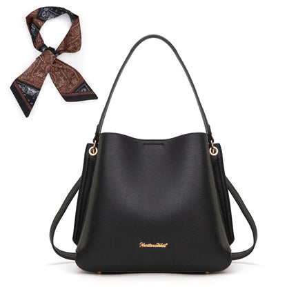 Montana West Medium Hobo Purse for Women 3 Compartment Bucket Shoulder Bag with Crossbody Strap