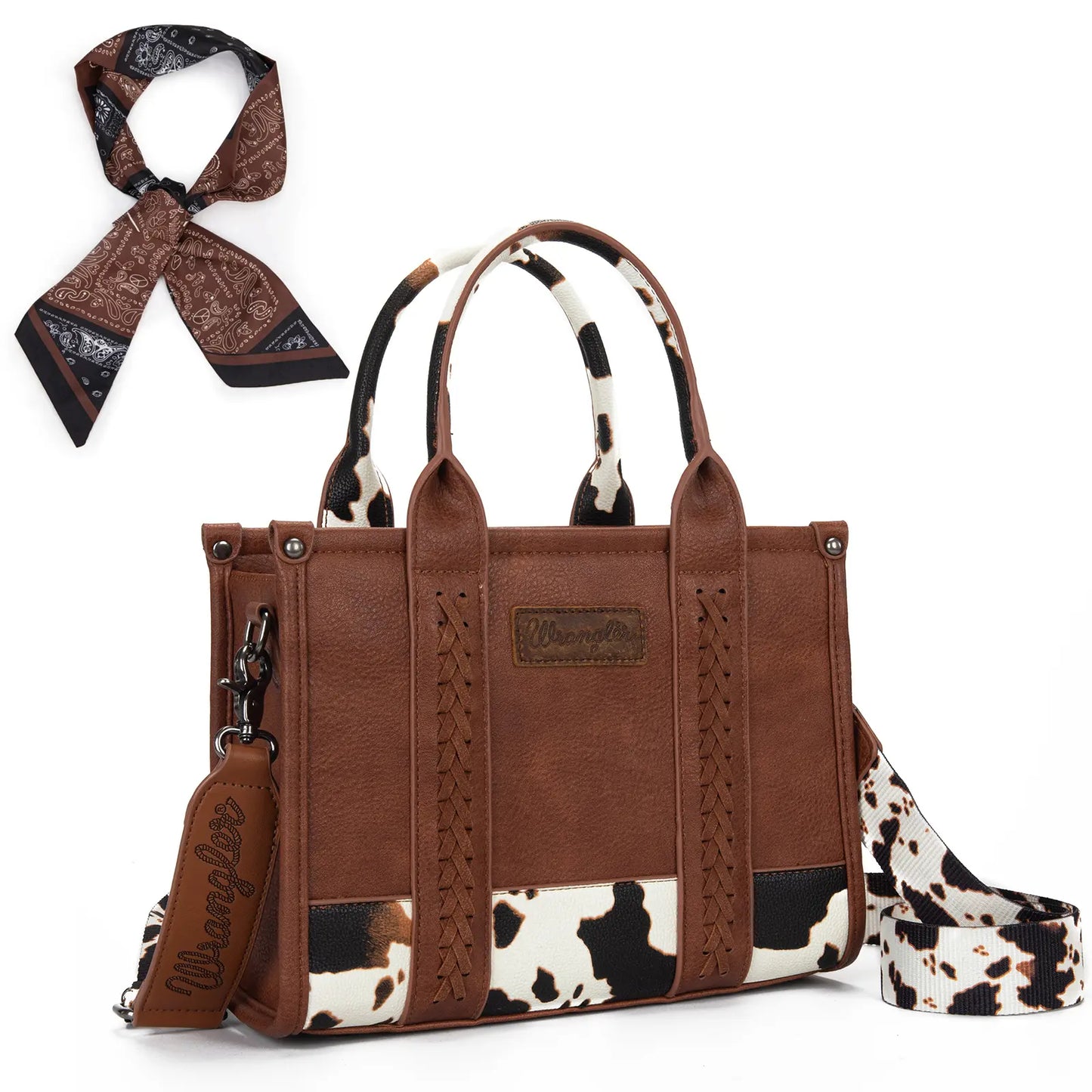 Wrangler Tote Bag for Women Western Cow Print Purse Designer Top Handle Handbags