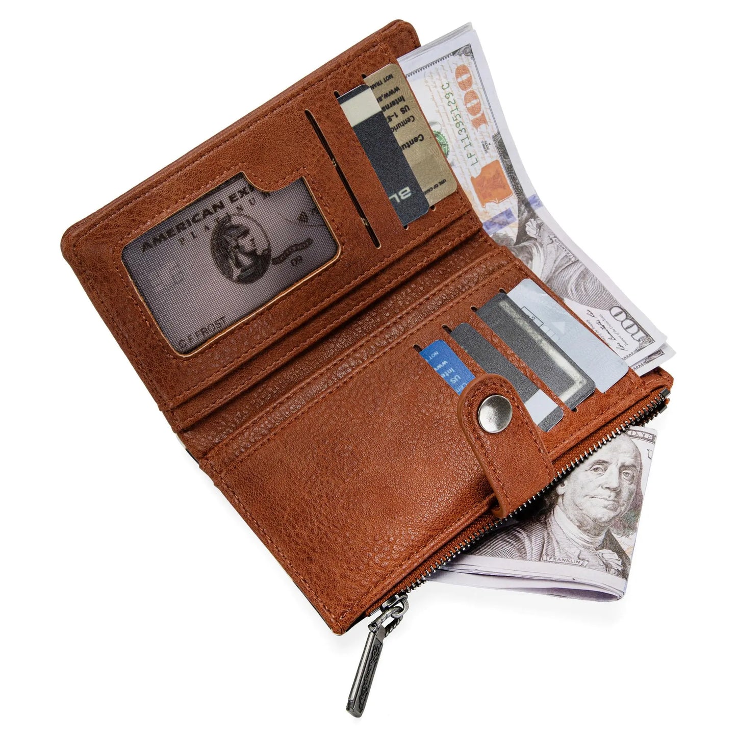 Wrangler Wallet for Women Cow Print Bifold Wallet Card Cases & Money Organizers