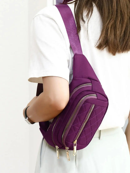 Women's Solid Color Diamond Quilted Fanny Pack, Fashionable Multi-pocket Design Zipper Chest Bag, Casual All-match Fanny Pack for Daily Used, Zipper Belt Bag, Fashion Waist Packs, Waist Bags