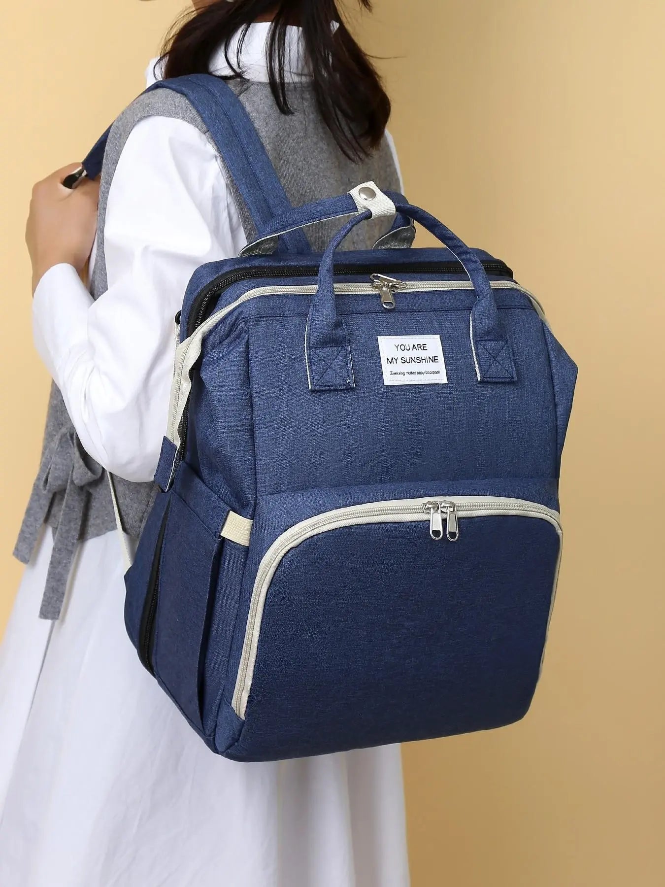 Casual Plain Color Large Capacity Zipper Backpack, Fashion Multi-functional Adjustable Strap Backpack for Women & Men, Multifunction Everyday Use Backpack, Multifunctional Backpack
