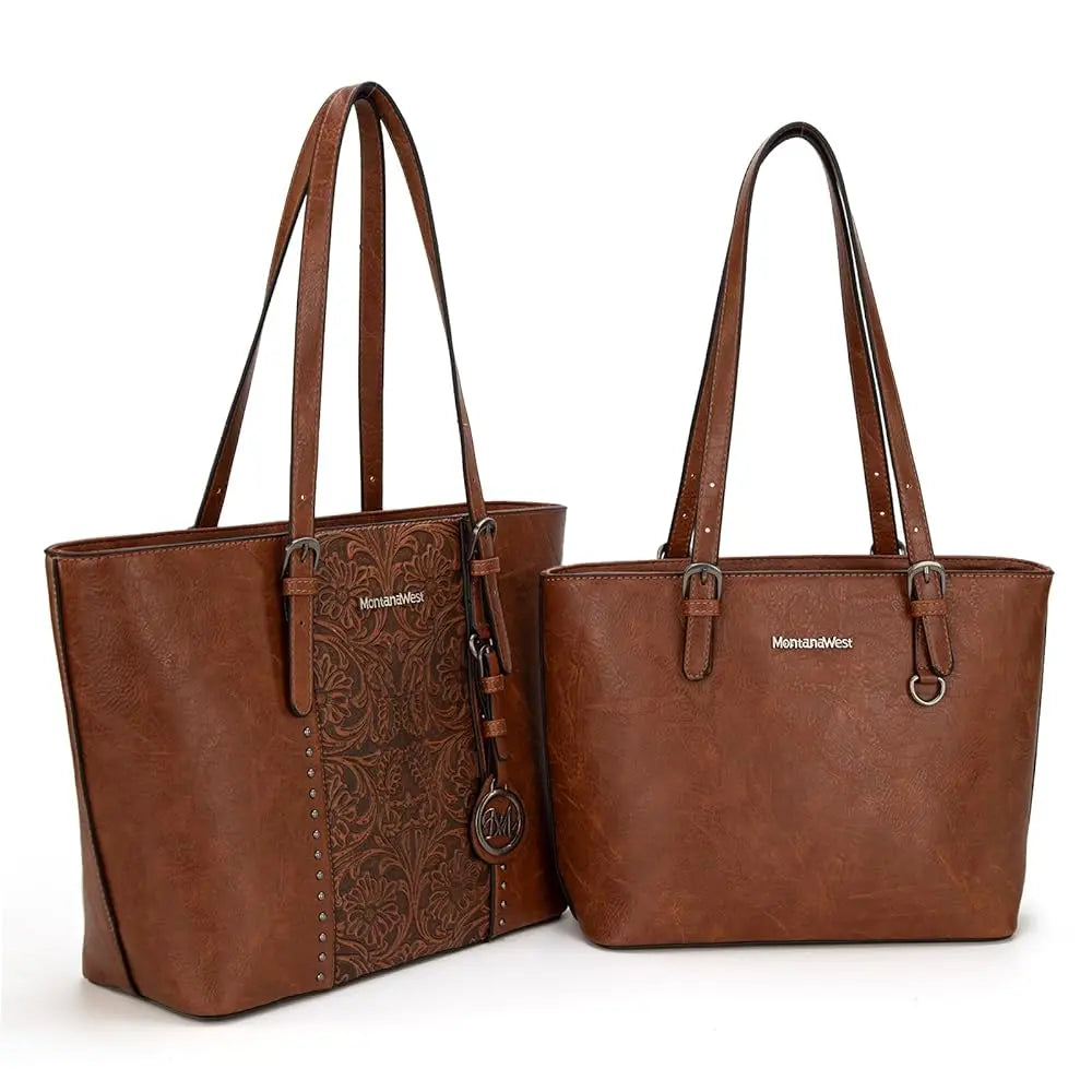 Montana West Tote Bag for Women Large Purse and Handbags Set Embossed Collection Purse 2Pcs Set