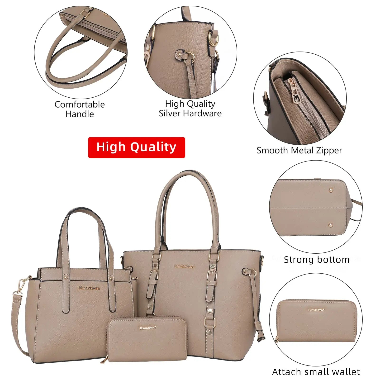Montana West 3PCS Purses for Women  Tote Bag and Wallet Set Shoulder Satchel Handbags