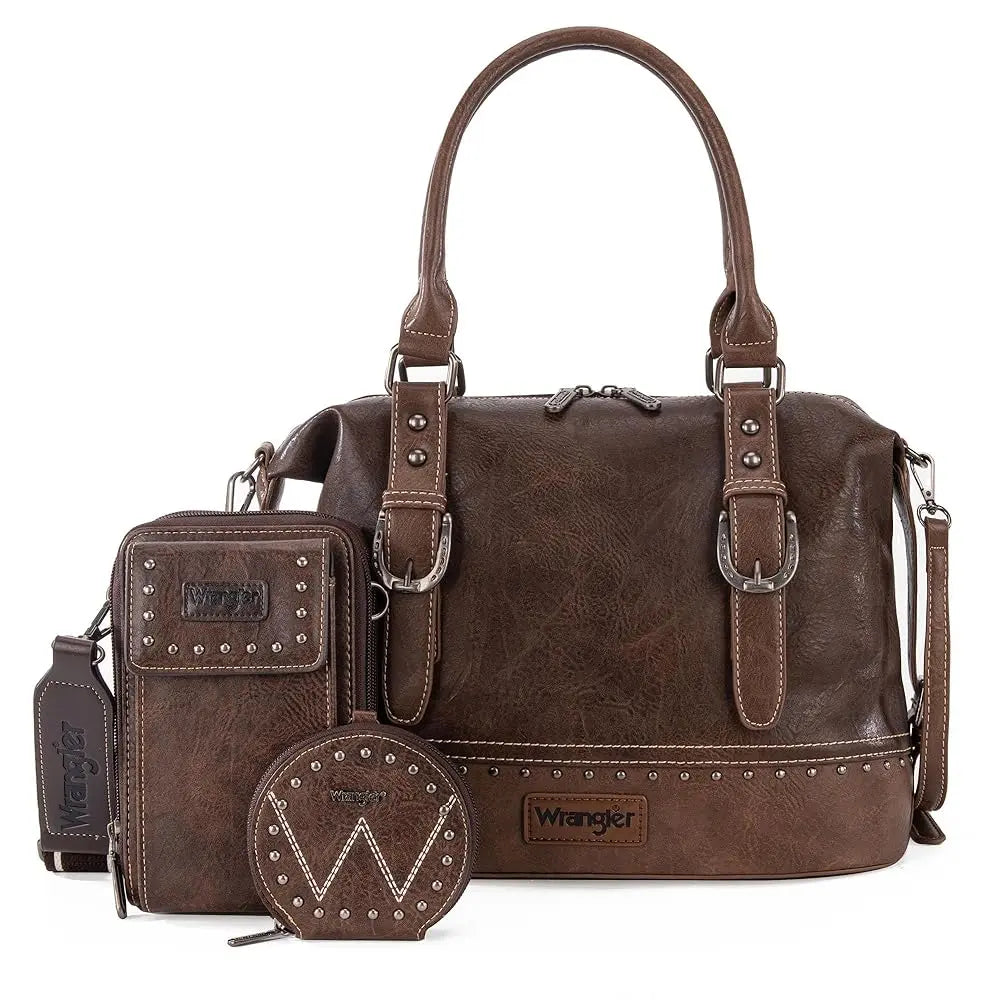 Wrangler 3Pcs Doctor Bag Sets for Women Top-handle Satchel Bag with Cell Phone Handbags and Coin Purse