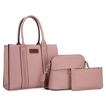 Wrangler 3Pcs Purses for Women Tote Bag Crossbody Handbag Sets with Strap 3 Set