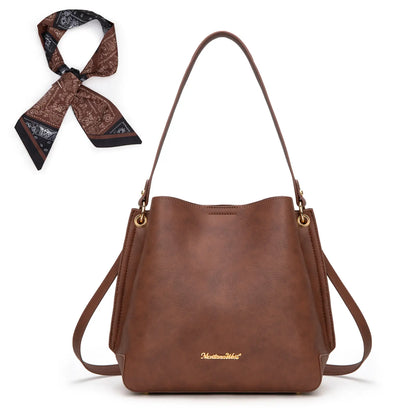 Montana West Medium Hobo Purse for Women 3 Compartment Bucket Shoulder Bag with Crossbody Strap
