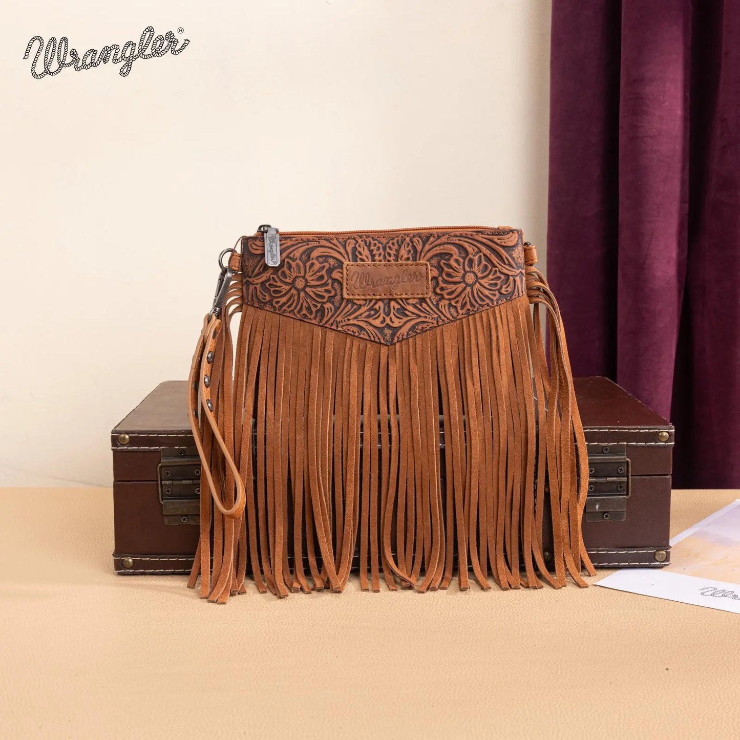 Wrangler Crossbody Small Purse for Women Wristlet Fringe Bag Western Purse