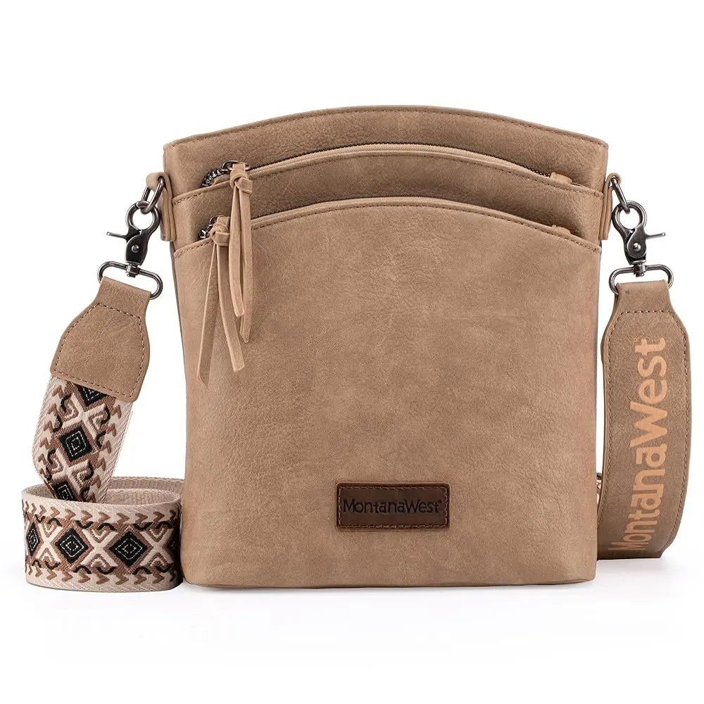 Montana West Double Compartments Cross Body Bag for Women with Adjustable Strap