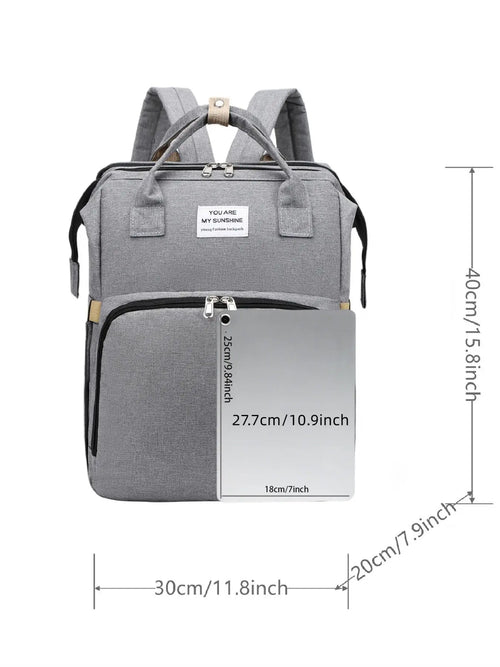 Casual Plain Color Large Capacity Zipper Backpack, Fashion Multi-functional Adjustable Strap Backpack for Women & Men, Multifunction Everyday Use Backpack, Multifunctional Backpack