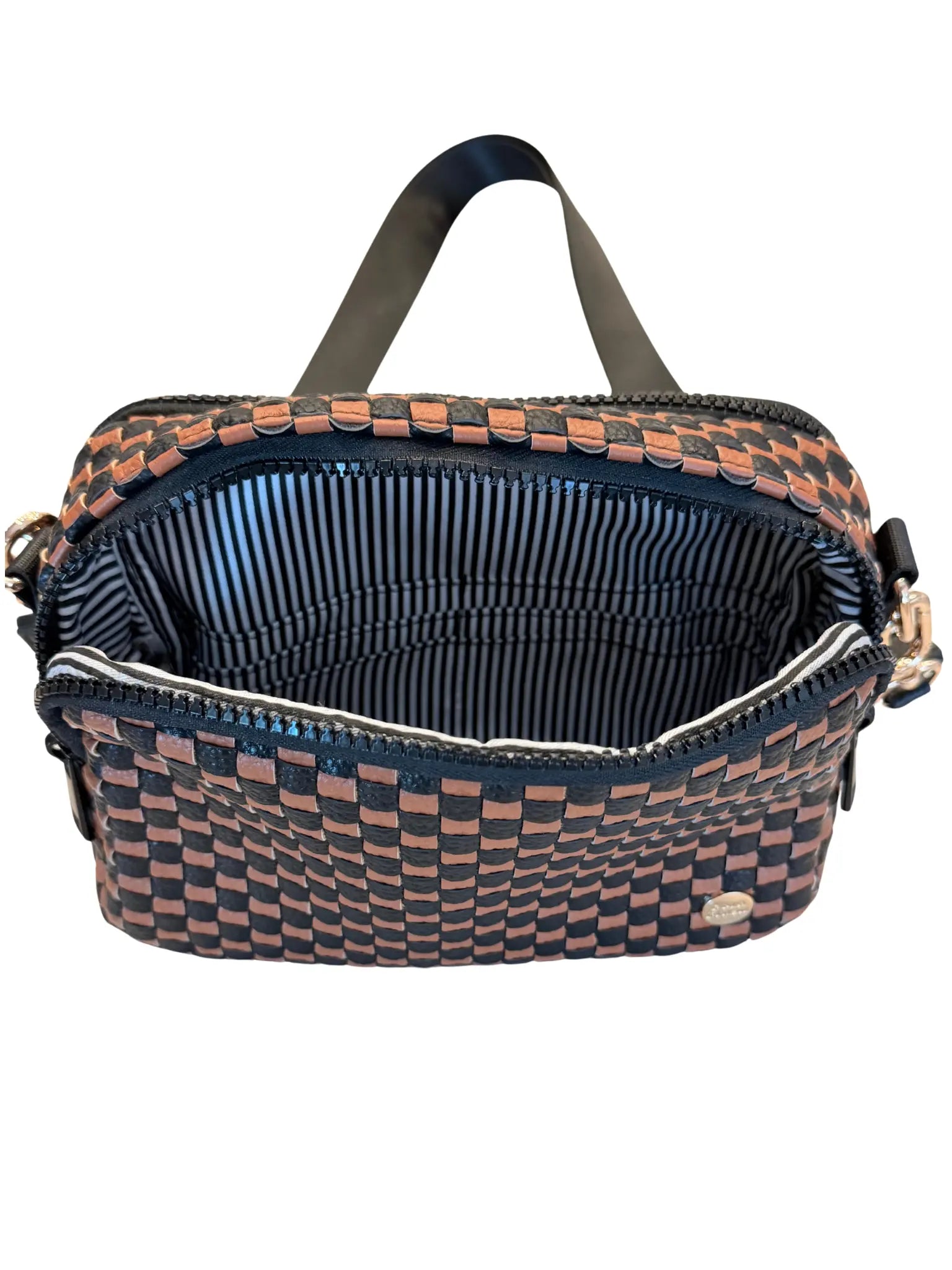 Gold Blush Iconic Woven Bestie Bag- Full RFID Protection + Luxe Vegan Leather 60" Adjustable Strap spacious design