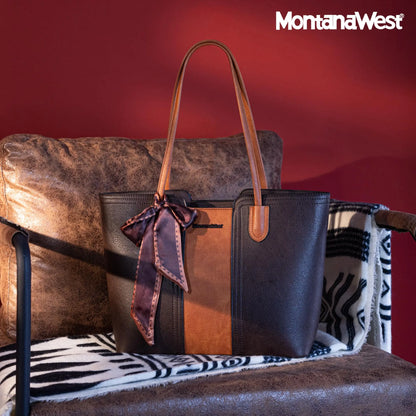 Montana West Tote Bags for Women Medium Top Handle Handbags with Scarf