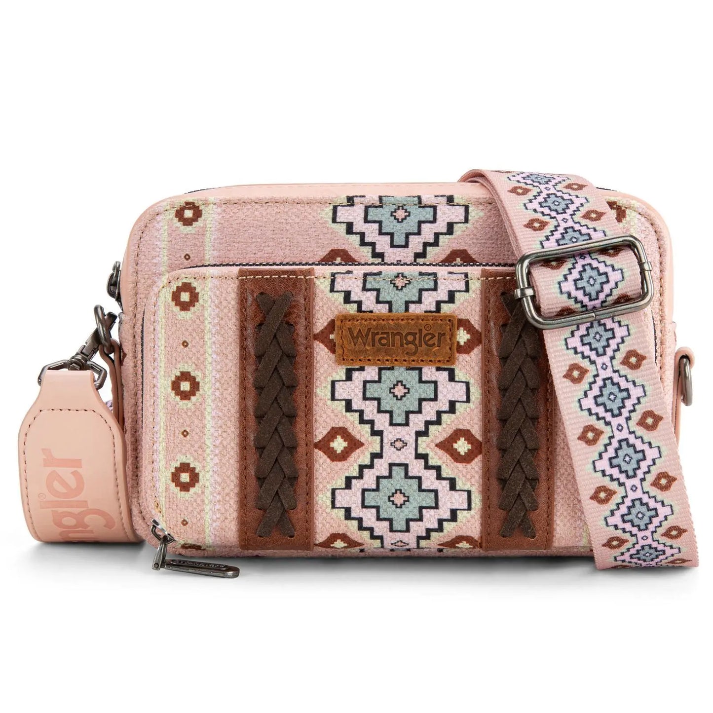 Wrangler Crossbody Bag for Women Boho Aztec Small Multi Pocket Crossover Purse