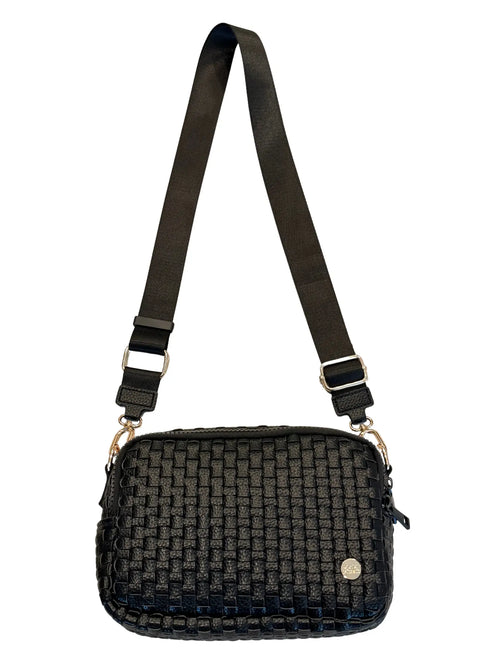 Gold Blush Iconic Woven Bestie Bag- Full RFID Protection + Luxe Vegan Leather 60" Adjustable Strap spacious design