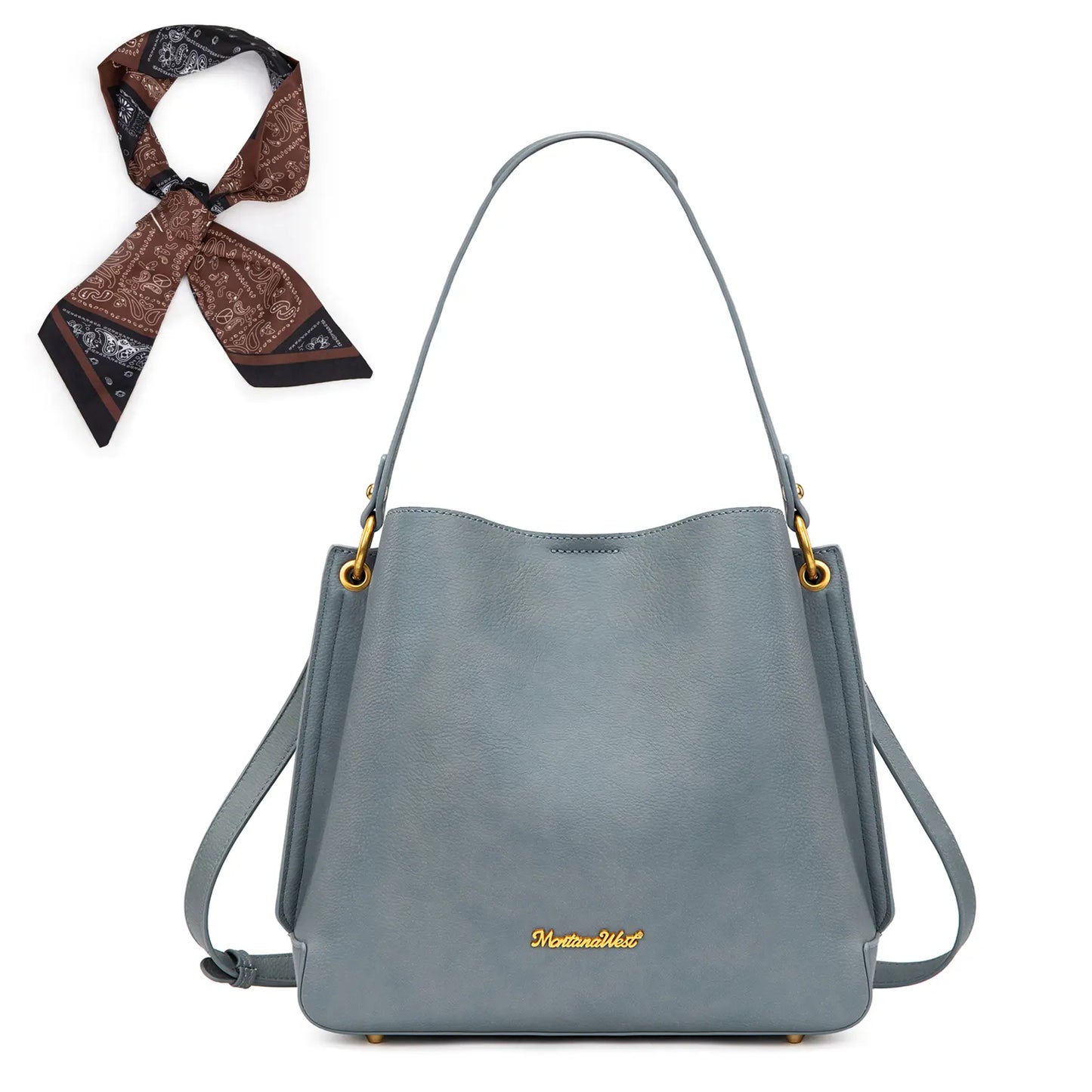 Montana West Medium Hobo Purse for Women 3 Compartment Bucket Shoulder Bag with Crossbody Strap
