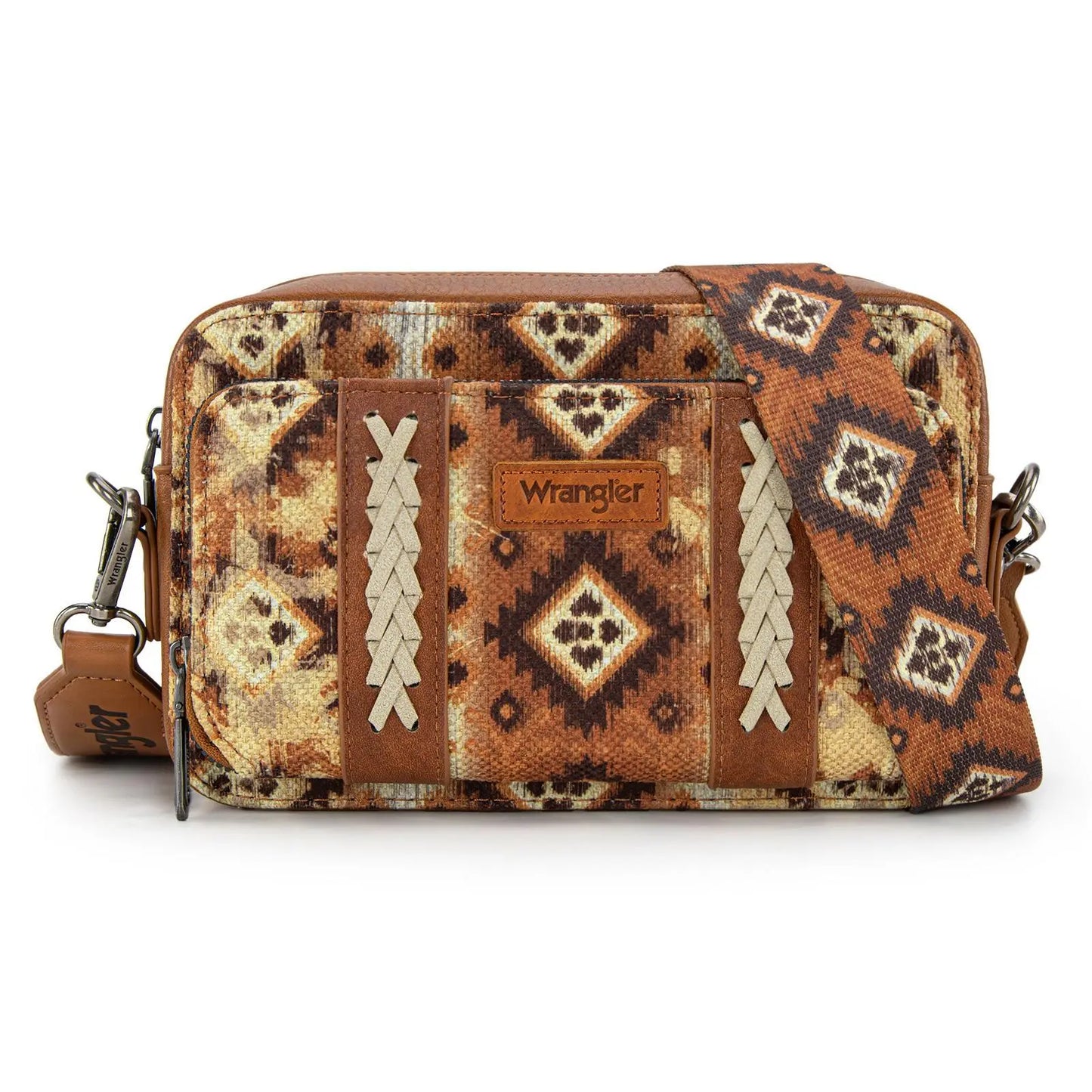 Wrangler Crossbody Bag for Women Boho Aztec Small Multi Pocket Crossover Purse