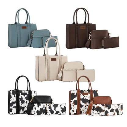 Wrangler 3Pcs Purses for Women Tote Bag Crossbody Handbag Sets with Strap 3 Set