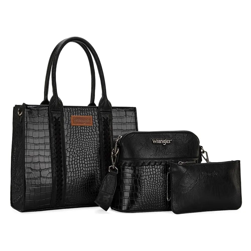 Wrangler 3Pcs Purses for Women Tote Bag Crossbody Handbag Sets with Strap 3 Set