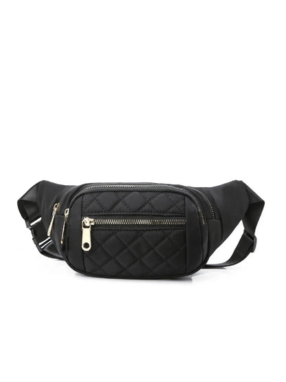 Women's Solid Color Diamond Quilted Fanny Pack, Fashionable Multi-pocket Design Zipper Chest Bag, Casual All-match Fanny Pack for Daily Used, Zipper Belt Bag, Fashion Waist Packs, Waist Bags