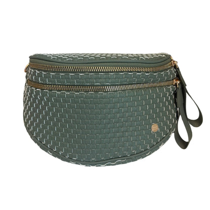 Gold Blush Signature Woven Bum Bag – Woven Faux Leather Crossbody 60” Strap spacious design