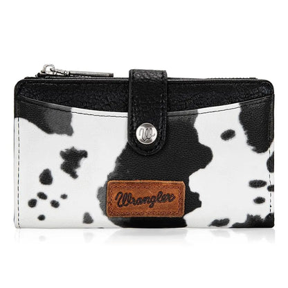 Wrangler Wallet for Women Cow Print Bifold Wallet Card Cases & Money Organizers