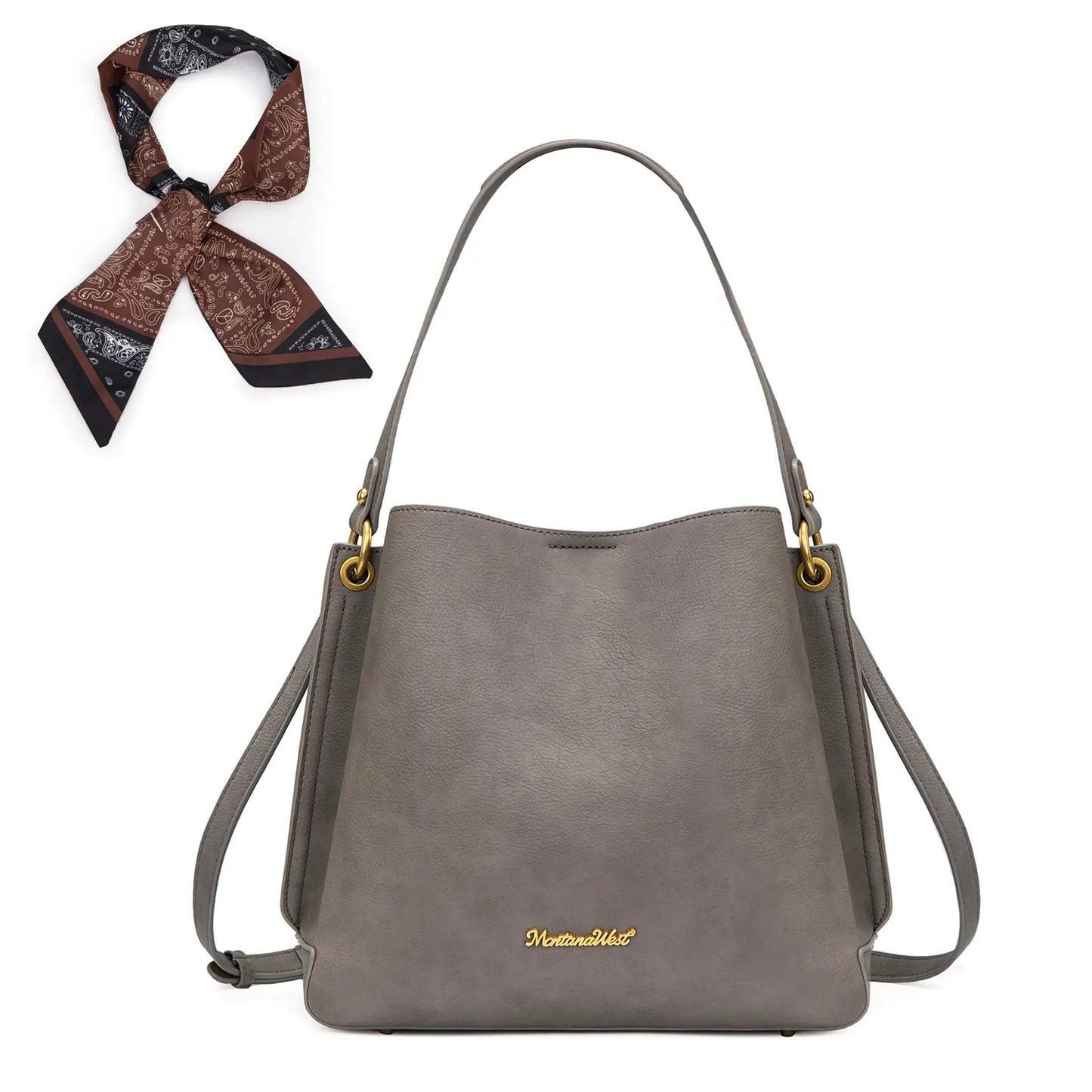 Montana West Medium Hobo Purse for Women 3 Compartment Bucket Shoulder Bag with Crossbody Strap