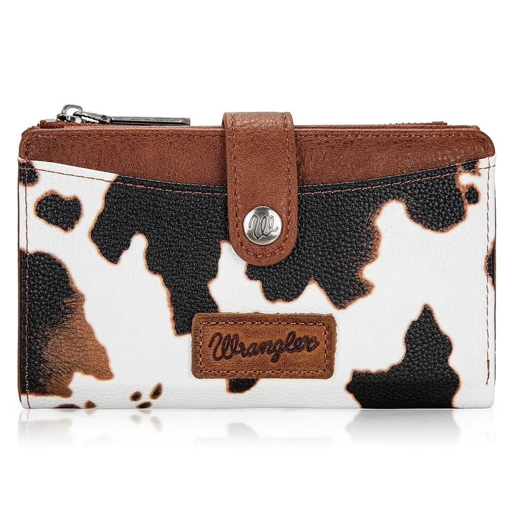 Wrangler Wallet for Women Cow Print Bifold Wallet Card Cases & Money Organizers