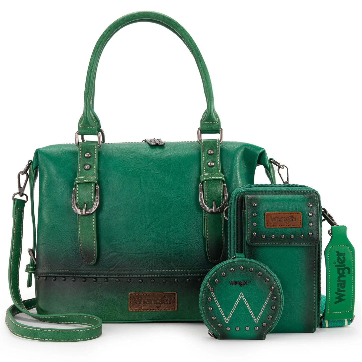 Wrangler 3Pcs Doctor Bag Sets for Women Top-handle Satchel Bag with Cell Phone Handbags and Coin Purse