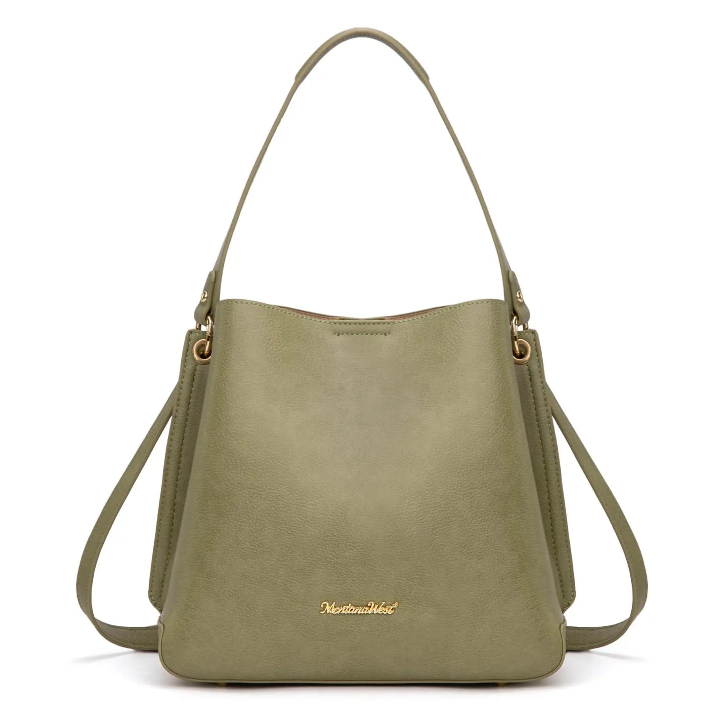 Montana West Medium Hobo Purse for Women 3 Compartment Bucket Shoulder Bag with Crossbody Strap