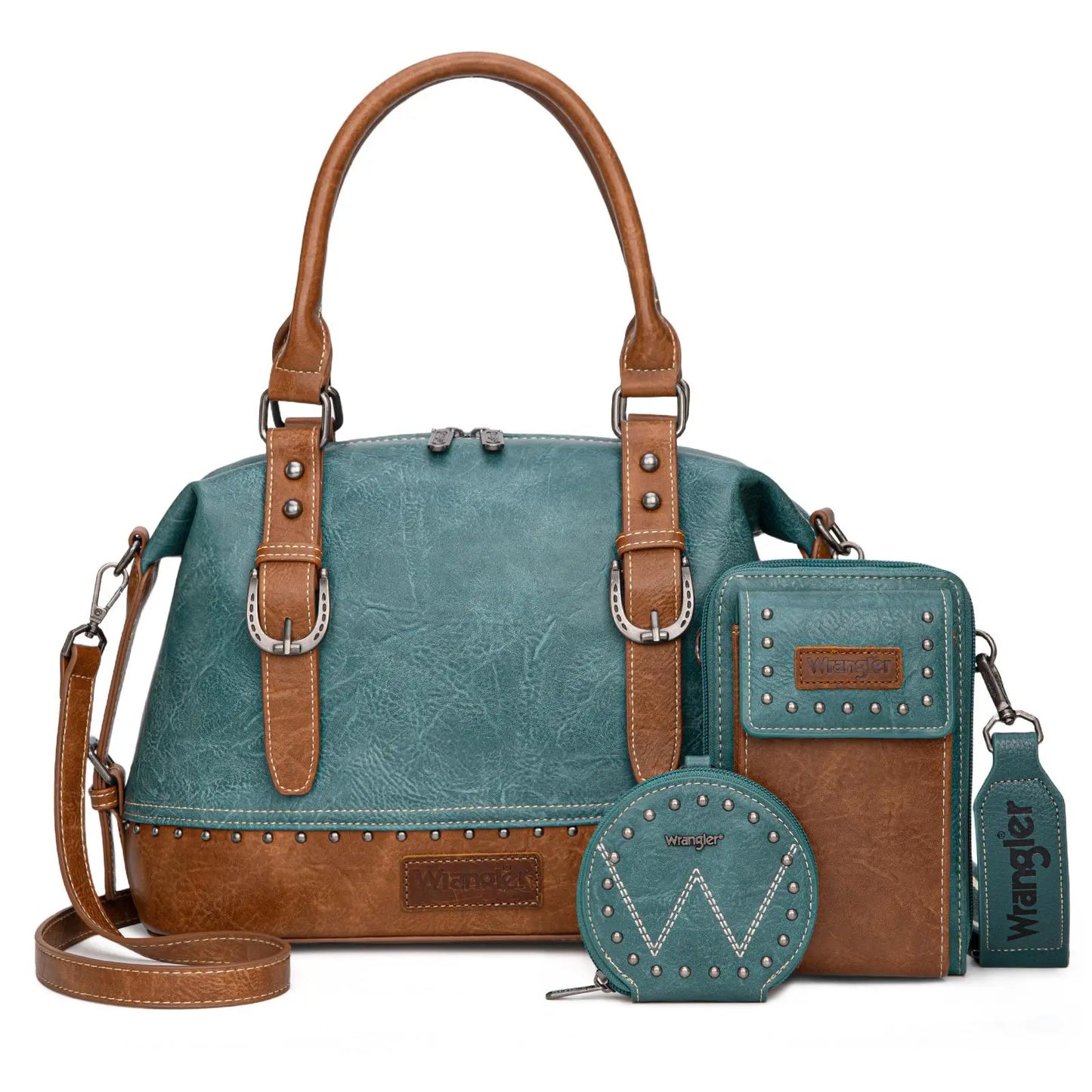 Wrangler 3Pcs Doctor Bag Sets for Women Top-handle Satchel Bag with Cell Phone Handbags and Coin Purse