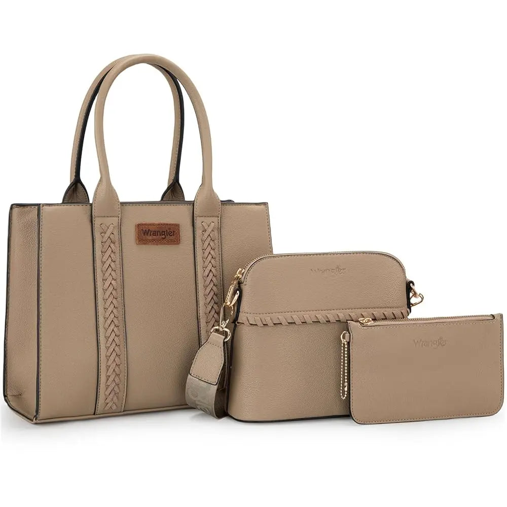 Wrangler 3Pcs Purses for Women Tote Bag Crossbody Handbag Sets with Strap 3 Set