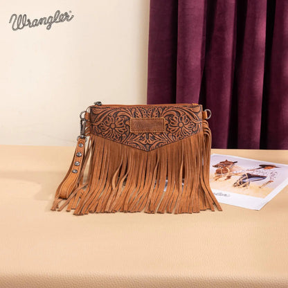 Wrangler Crossbody Small Purse for Women Wristlet Fringe Bag Western Purse
