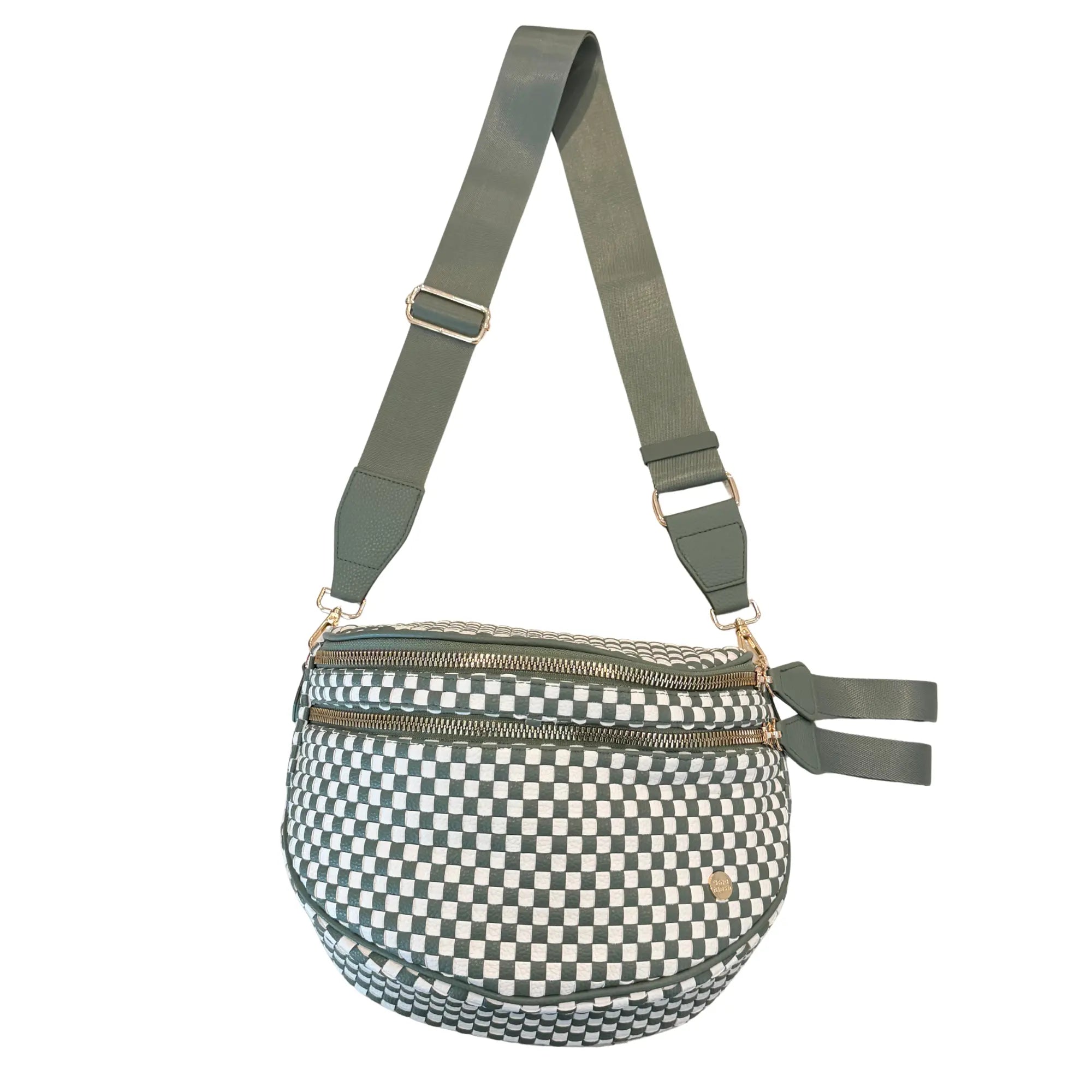 Gold Blush Signature Woven Bum Bag – Woven Faux Leather Crossbody 60” Strap spacious design