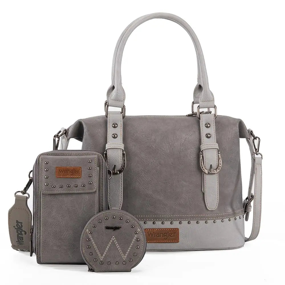 Wrangler 3Pcs Doctor Bag Sets for Women Top-handle Satchel Bag with Cell Phone Handbags and Coin Purse
