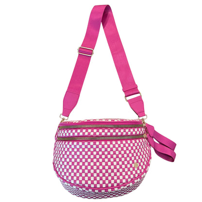 Gold Blush Signature Woven Bum Bag – Woven Faux Leather Crossbody 60” Strap spacious design
