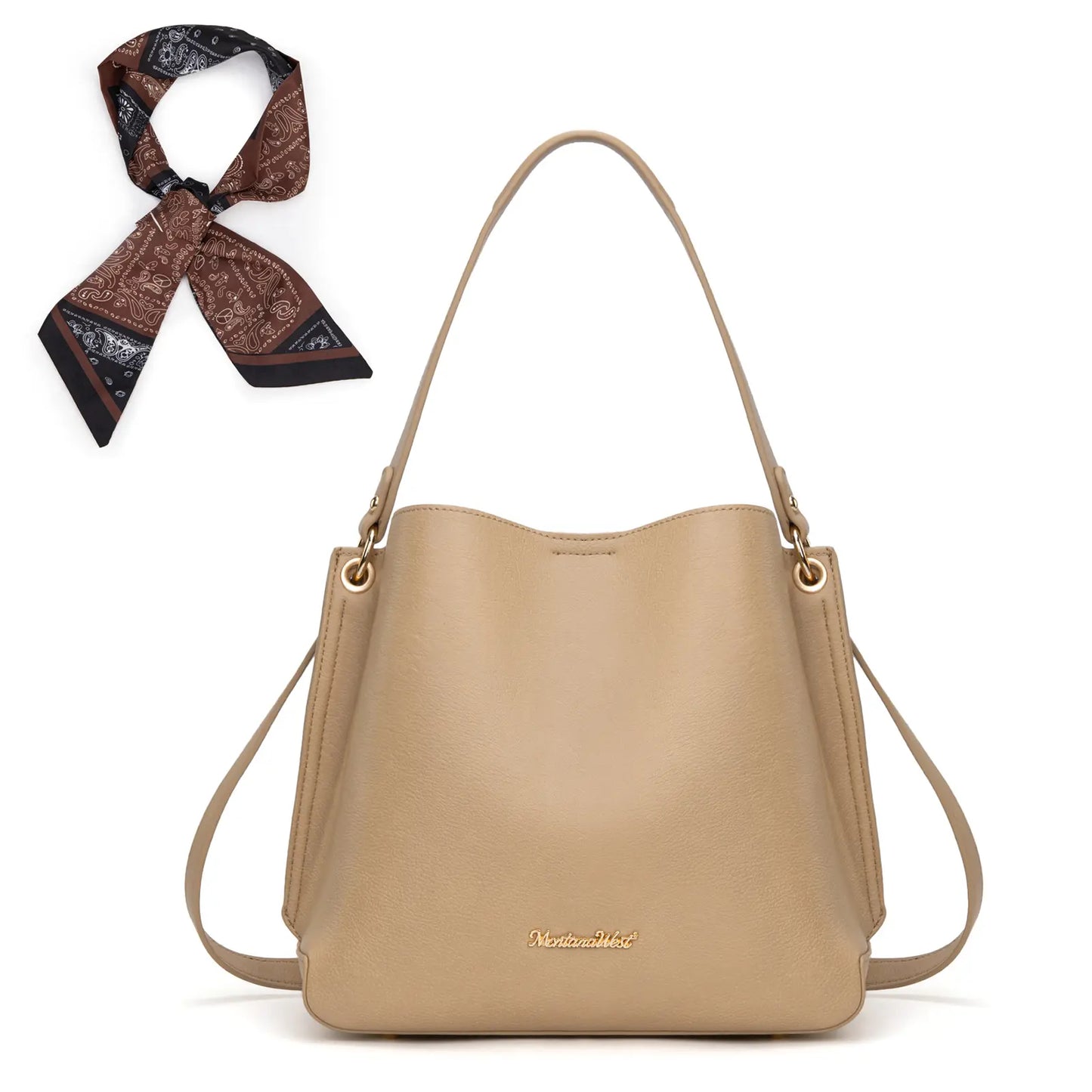 Montana West Medium Hobo Purse for Women 3 Compartment Bucket Shoulder Bag with Crossbody Strap