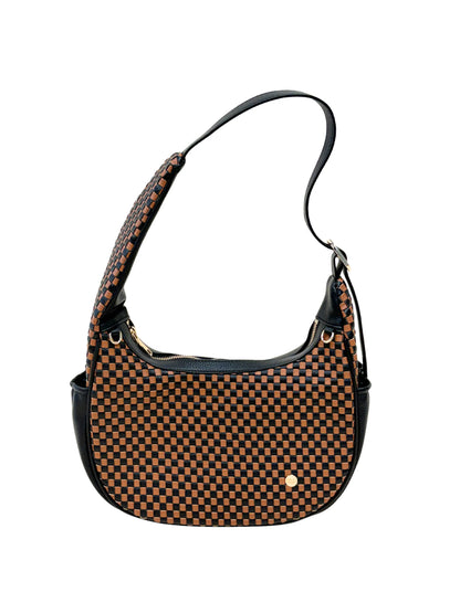 Gold Blush Woven Everyday Shoulder Bag – Vegan Leather Adjustable Strap Tote