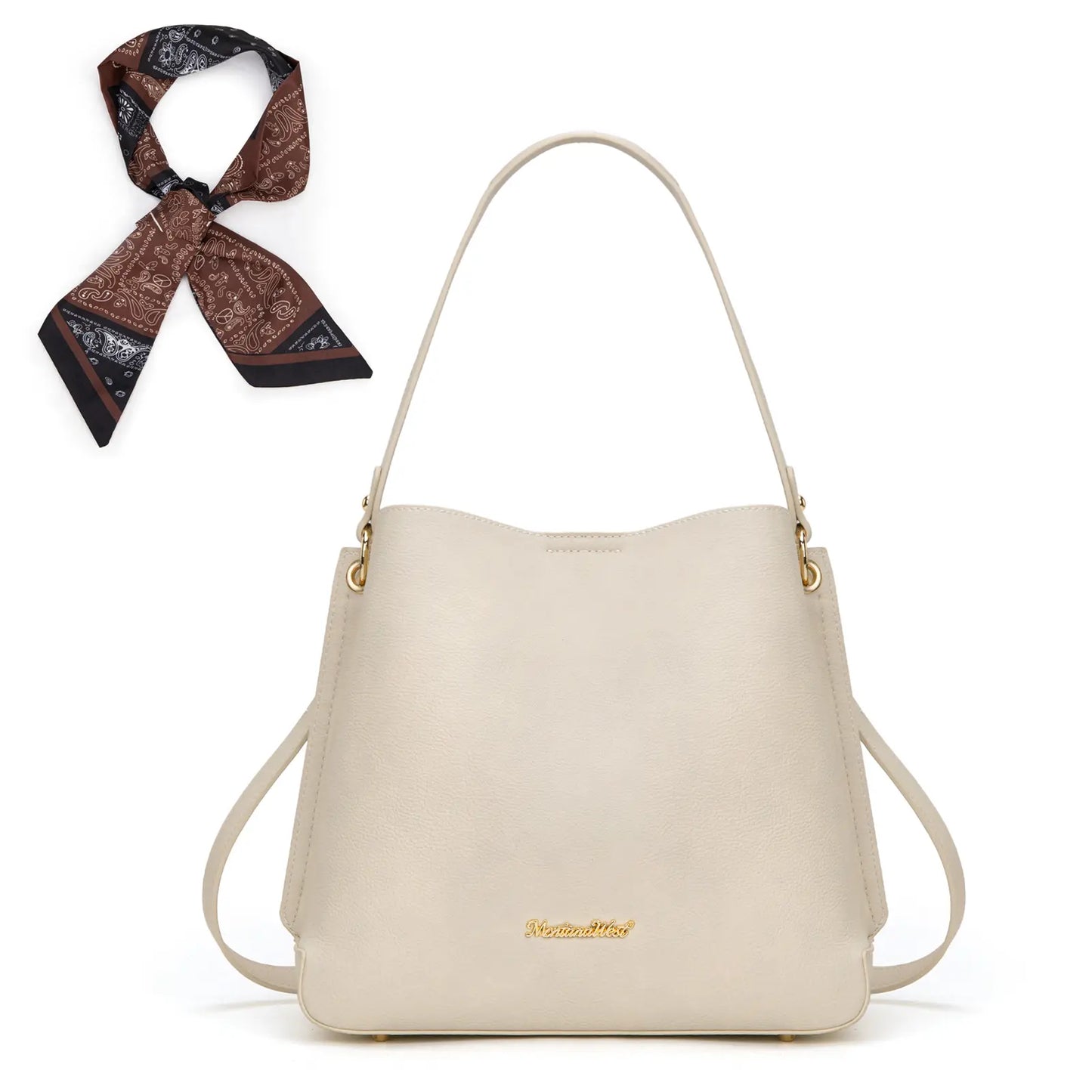 Montana West Medium Hobo Purse for Women 3 Compartment Bucket Shoulder Bag with Crossbody Strap