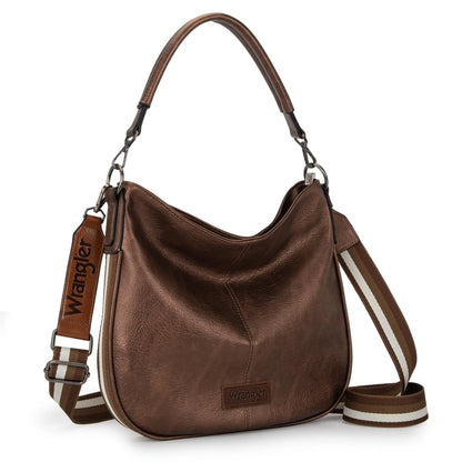Wrangler Hobo Bags Large Crossbody Bags for Women Shoulder Purses with Striped Cotton Straps