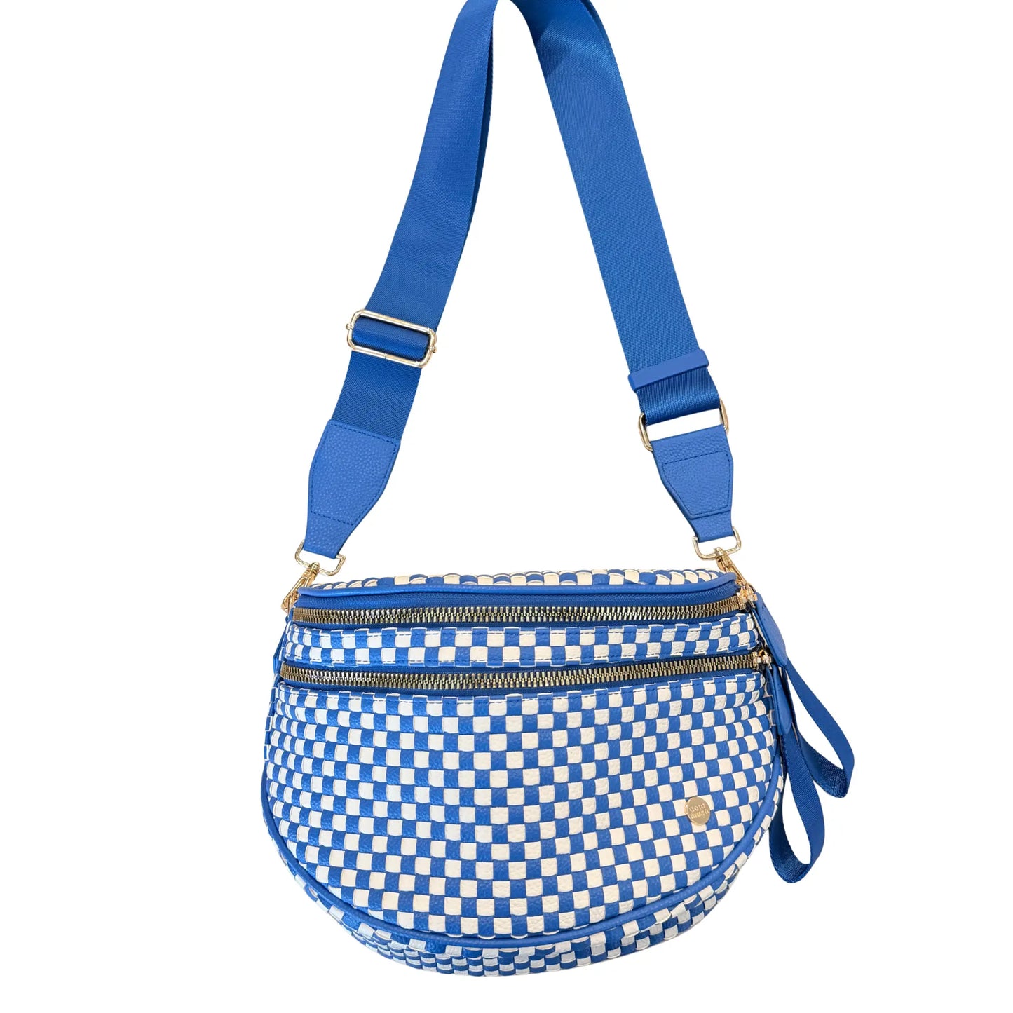 Gold Blush Signature Woven Bum Bag – Woven Faux Leather Crossbody 60” Strap spacious design