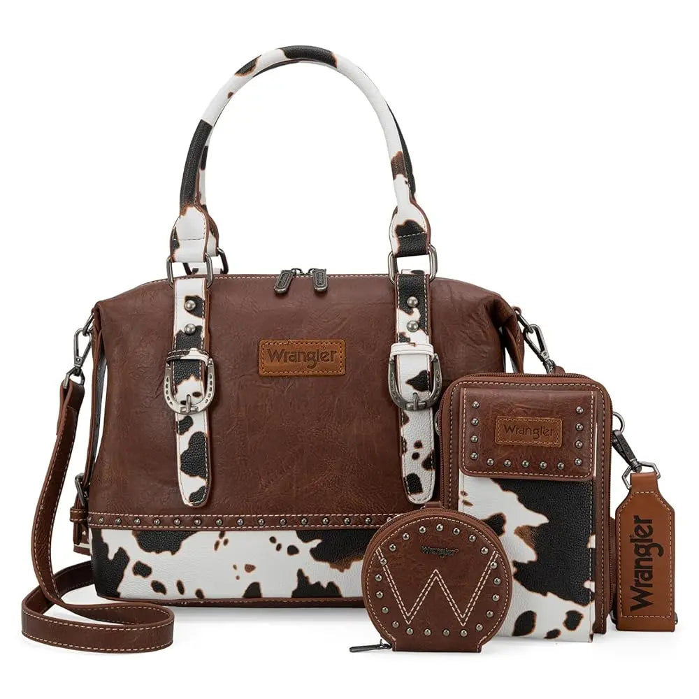Wrangler 3Pcs Doctor Bag Sets for Women Top-handle Satchel Bag with Cell Phone Handbags and Coin Purse