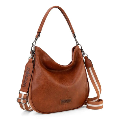 Wrangler Hobo Bags Large Crossbody Bags for Women Shoulder Purses with Striped Cotton Straps