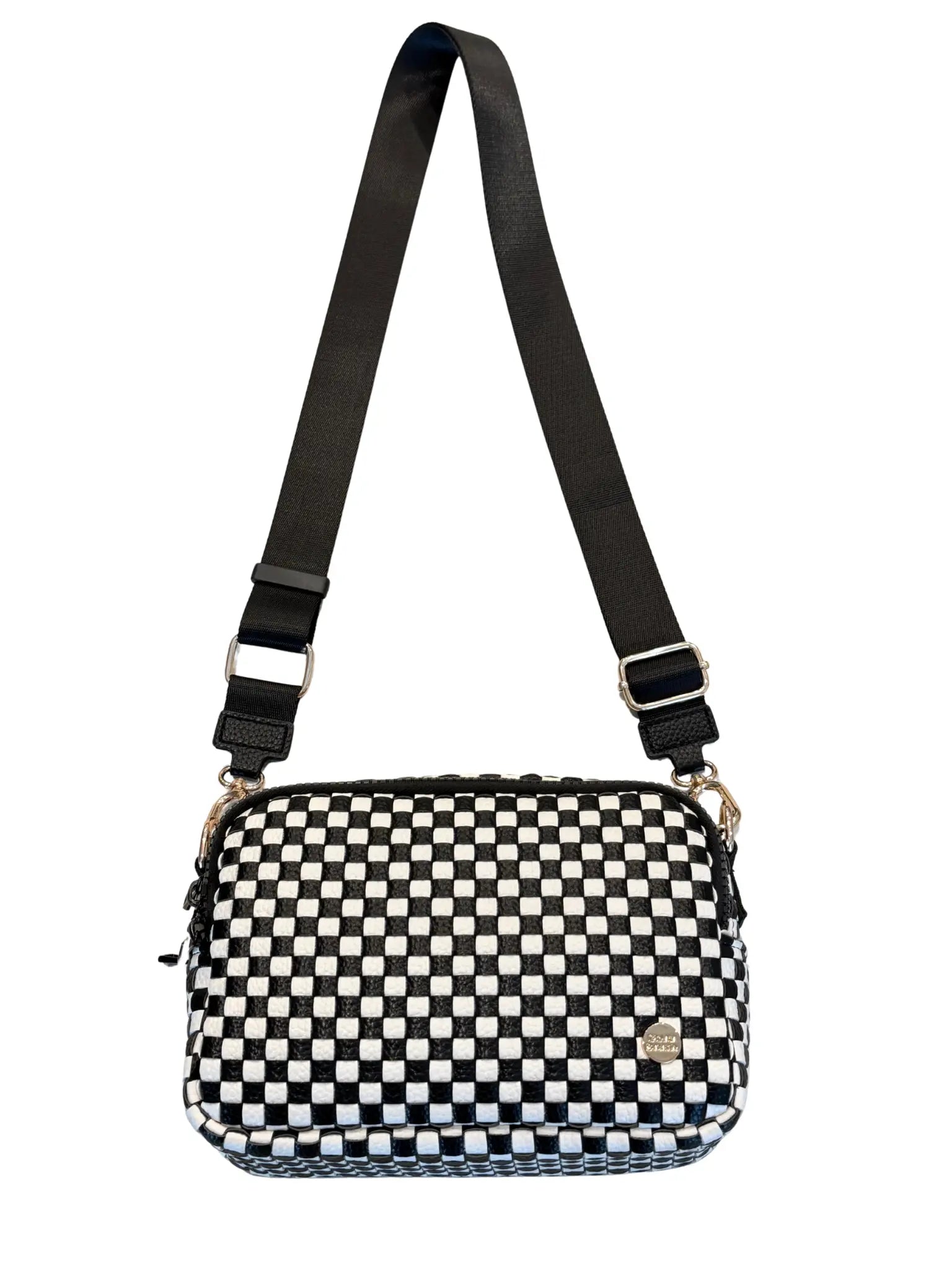 Gold Blush Iconic Woven Bestie Bag- Full RFID Protection + Luxe Vegan Leather 60" Adjustable Strap spacious design