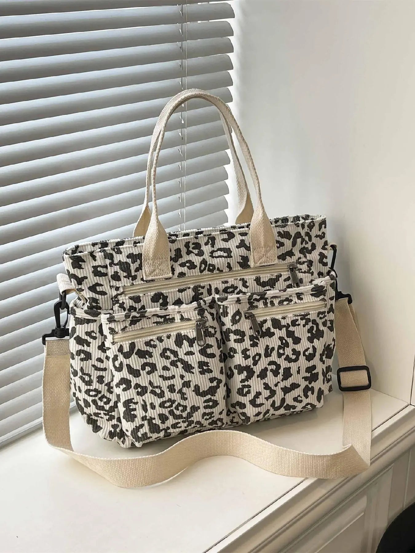 Checkered Corduroy Large Capacity Multi-pocket Crossbody Bag, Fashionable Patterned Bag, Casual Handbags, Casual Commuter Bag for Work and Daily Use, Lightweight Tote Bag